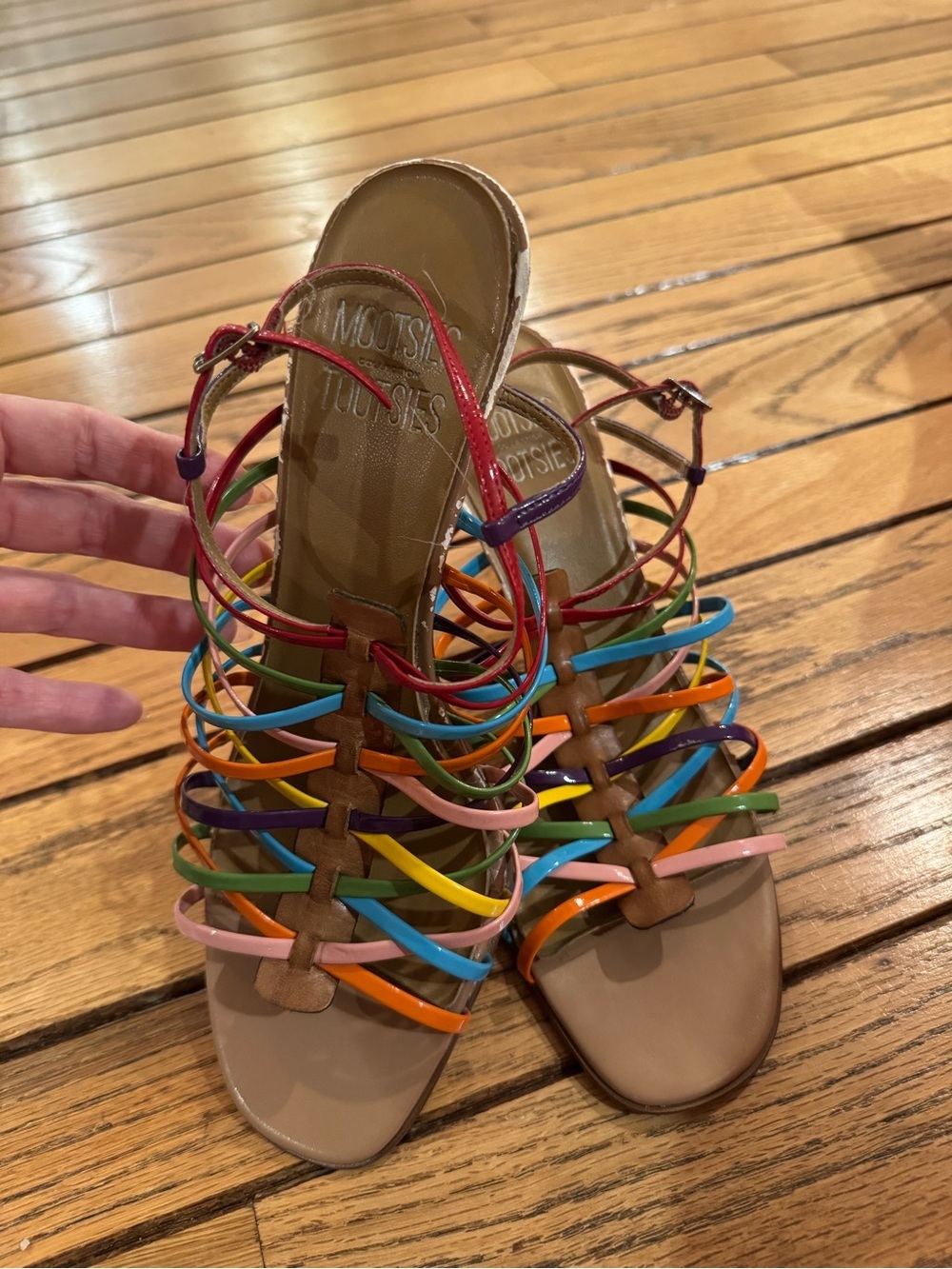 Mootsies Tootsies Lanza rainbow strappy heels